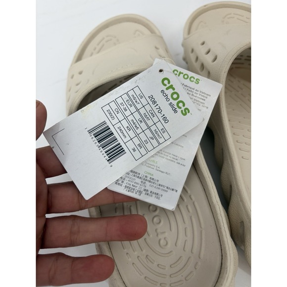 Crocs Echo Slide Men 5 Women 7 Beige Stucco Chunky Comfort Sandals - Picture 6 of 12